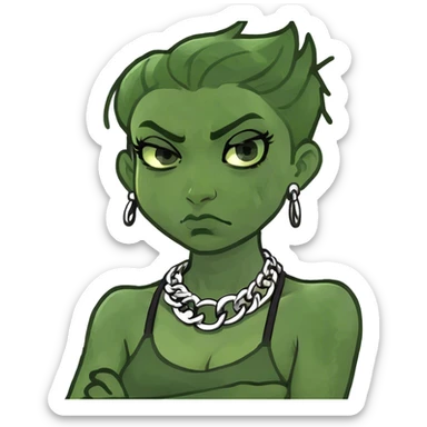 Girl holding her neck crossing arms and agry  sticker