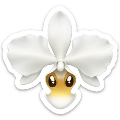 Orchids with a purple background and a white bow sticker