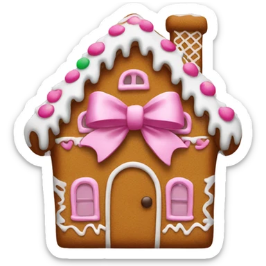 Gingerbread house with a pink Bow sticker