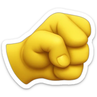 An emoji-like image depicting simple yellow character raising their clenched fist upward with a smiling face. make it with only yellow color sticker