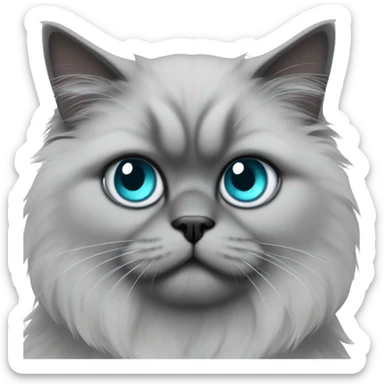 grey Persian cat with black ears and aqua blue eyes sticker