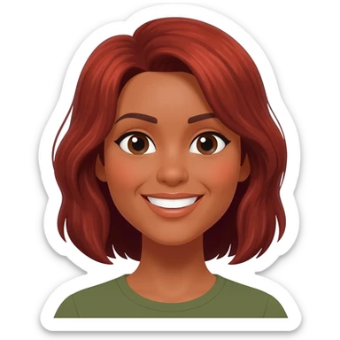 Tan Woman with  medium red brown hair smiling sticker