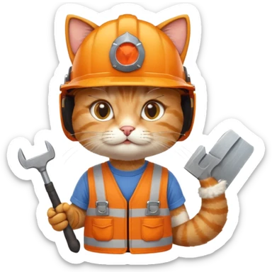 cat, handyman Outfit, wearing a Helmet sticker