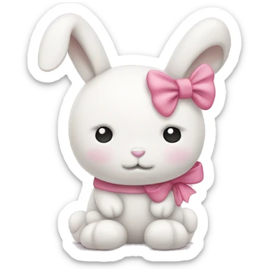 sad white jellycat rabbit with pink bow  sticker