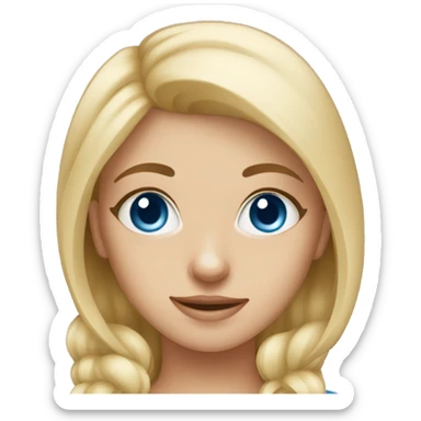 Blonde girl blue eyes holding spitz  sticker