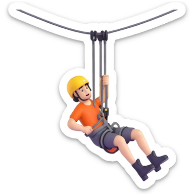 man riding on a zip line sticker