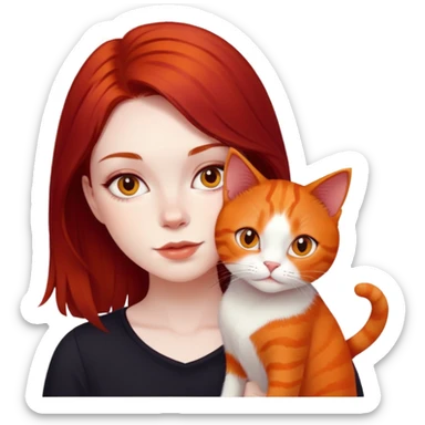 Gata pelo naranja y chica peliroja oscuro  sticker