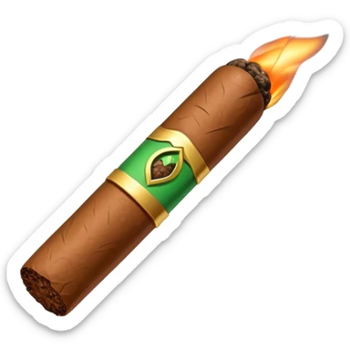 A brown cigar with a green middle burning like a blunt sticker