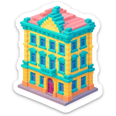old Saint Petersburg building, classic architecture, ornate facade, pastel colors, isometric view sticker