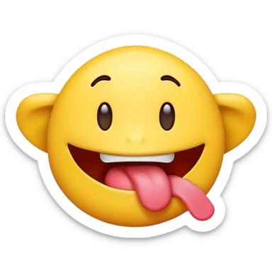 Regular yellow emoji with his tongue flipped up coving top lip sticker