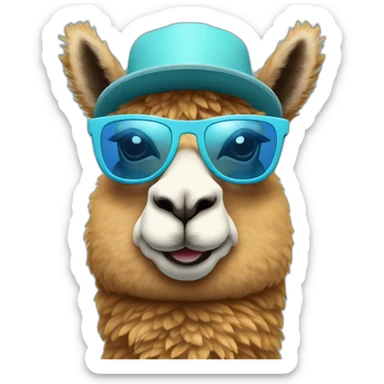 alpaca-with-sun-glasses-and-light-blue-hat sticker