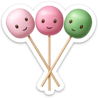 Japanese dango with three colorful rice balls on a stick, traditional hanami dango with pink, white, and green colors sticker
