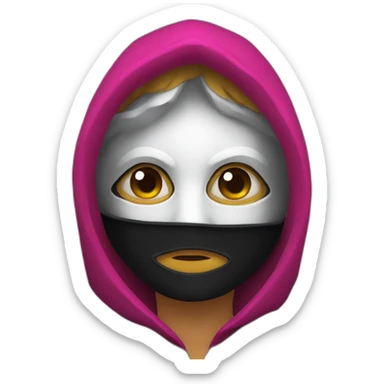 person wearing venetian mask with a black hood sticker