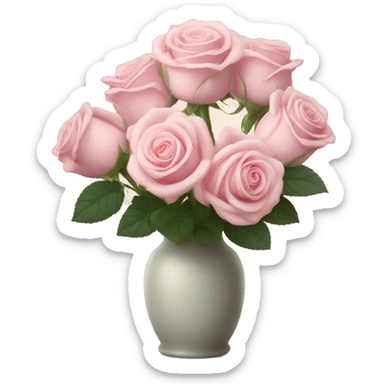 Pale pink roses in vase sticker