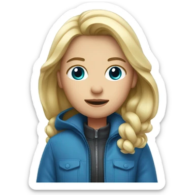 Blond girl with Blue Jacket freezing sticker