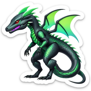 Modern Futuristic Scaly Iridescent Neon-glowing  Cyber-Salandit-Mightyena-Hybrid (Full body) sticker