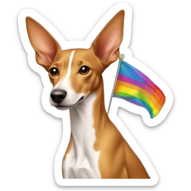 Podenco with gay flag sticker