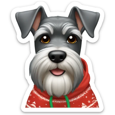 Schnauzer with a christmas hoodie sticker