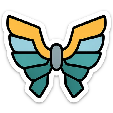 a pair of mechanical wings, metallic and futuristic, sleek icon style sticker