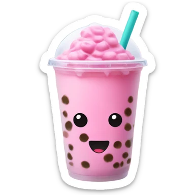 Pink boba tea sticker