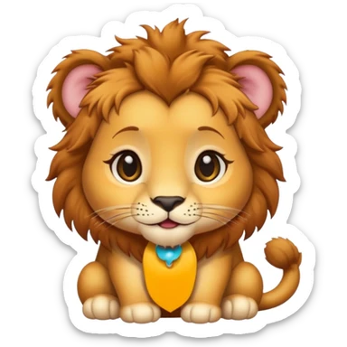in lion family, only baby Girl lion., full body, single tail sticker