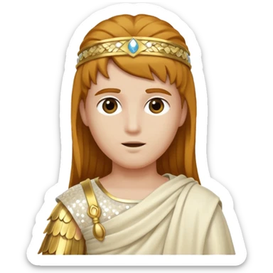 Mercury from Roman Deities with long golden brown hair, ivory sequin toga sticker