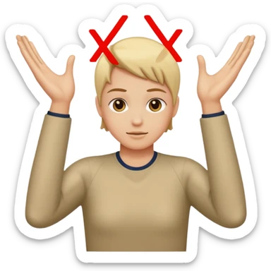 Please make an emoji where the wearer marks O or X with his arm. sticker