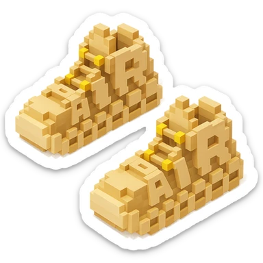 two pairs of Nike Air More Uptempo sneakers in beige with gold beads on the laces sticker