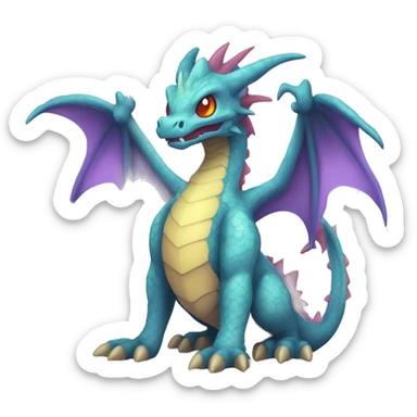 Kawaii Edgy Bright Ethereal Fantasy Dragon Pokémon Fakemon full body sticker