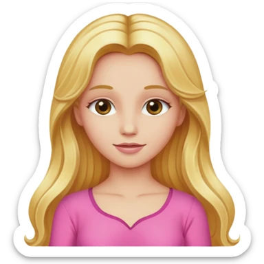Venus from Gods and Goddesses with long golden blonde hair, pink outfit sticker