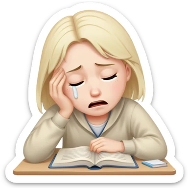 Students suffering and crying while studying sticker