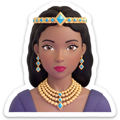 glamorous, thick African American woman with dark brown skin, straight black hair, makeup, gold jewelry, diamonds, confident and stylish sticker