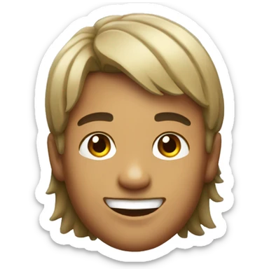 smiling boy on the beach with mullet fade sticker