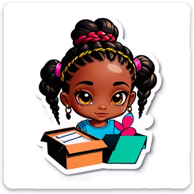 little black girl with tattoos and box braids  sticker