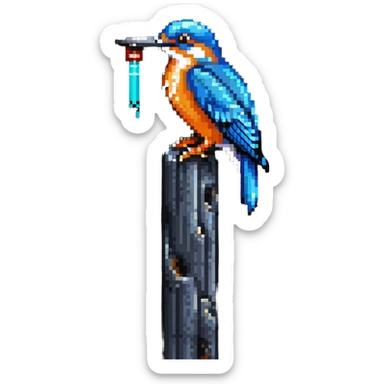 kingfisher bird on a tall tower sticker