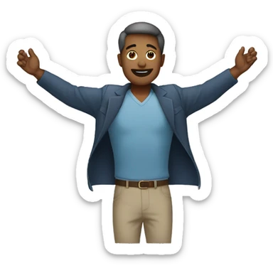 Full body man raising both arms sticker