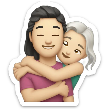 white-guy-hugs-asian-girl sticker