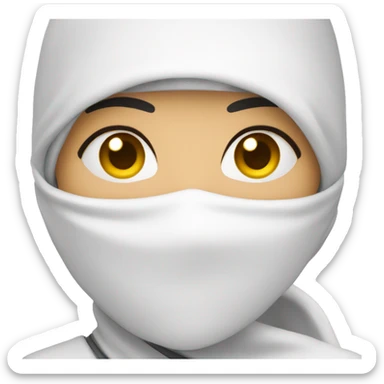 Girl ninja cover face all white sticker