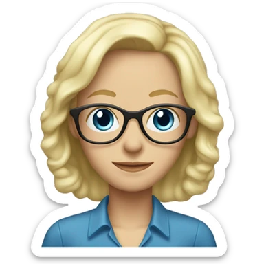 female Teacher with glasses blonde male hair blue eyes blouse sticker