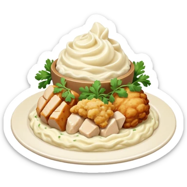 chicken chunks with alfredo sauce and mashed potatoes sticker