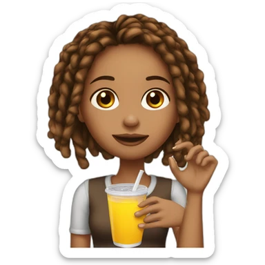 girl-brown-locs-drinking-energydrink sticker