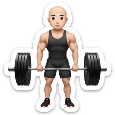 bald asian man deadlifting sticker