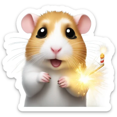 Christmas hamster with sparkler sticker