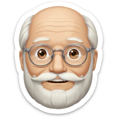 old man with long hair and beard wearing glasses sticker