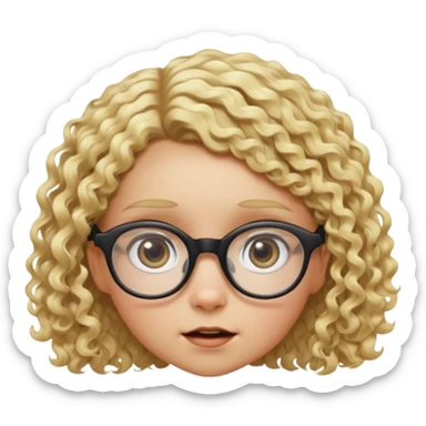 Une fille à lunette, avec des yeux bichromatiques au cheveux très courts et bouclés blondes, de la taille d'un nain, que l'on voit en contre plongée en très grand plan de façon drôle  sticker