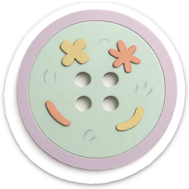 soft pastel round button icon with tiny doodles sticker