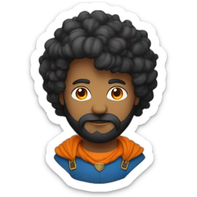 Un mec noir avec des cheveux de couleur bleu et orange moutard sur le visage des symboles doré. Des cornes de bélier orange moutard sticker