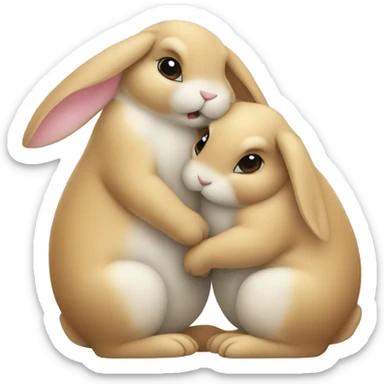 Two bunnies cuddling sticker