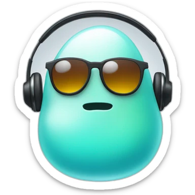chill blob with sunglasses and white earphones sticker