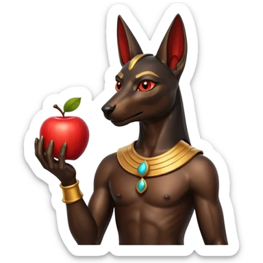 anubis god with an apple sticker